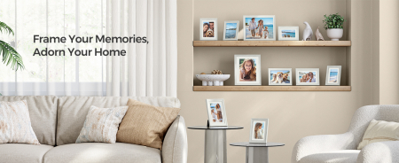 Set de 10 rame foto cu sabloane interioare incluse ,  23 x 28 cm , 15,3 x 20,4 cm, 12,8 x 17,9 cm , MDF , agatatori incluse , alb [4]