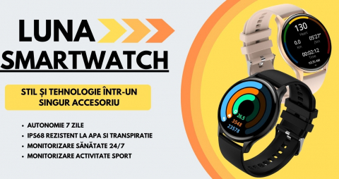 Smartwatch /Bratara fitness, Display AMOLED 1.43", monitorizare ritm cardiac și somn, fitness tracker, apeluri și notificări, autonomie 5-10 Zile, rezistent la apa si transpiratie  IP67, Compatibil An [13]