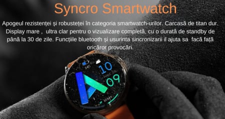 Smartwatch Syncro , Display AMOLED 1.43 inch , Senzori monitorizare a sanatatii, Standby 30 de zile, Rezistent la apa , Multiple moduri sportive , Incarcare wireless [9]