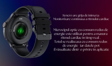 Smartwatch Syncro , Display AMOLED 1.43 inch , Senzori monitorizare a sanatatii, Standby 30 de zile, Rezistent la apa , Multiple moduri sportive , Incarcare wireless [12]