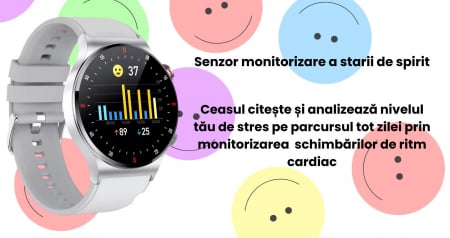 Smartwatch Zynox  , Ecran Amoled 1.28 inch , Monitorizare Sănătate, Rezistent la Apă IP68, Apeluri Bluetooth, Autonomie 10 Zile, Senzori monitorizare activitate sportiva , Curea metalica + Curea de si [9]