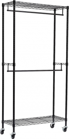 Stender pentru haine cu tija dubla , reglabil pe inaltime , greutate maxima 181 kg , 91x36x183 cm, otel, negru [2]