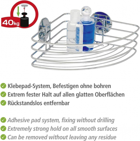 Suport de colt pentru baie , Turbo-Loc® 20 x 26.5 x 10.5 cm, inox [2]