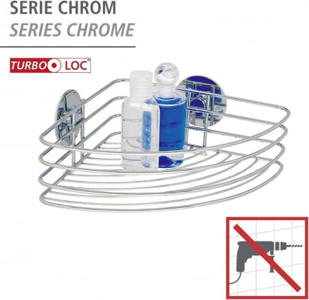 Suport de colt pentru baie , Turbo-Loc® 20 x 26.5 x 10.5 cm, inox [7]