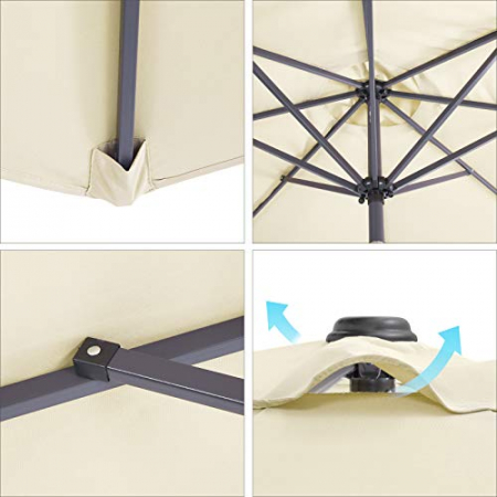 Umbrela de exterior, reglabila  , diametru 3m , inaltime 2,36 m , Crem [5]