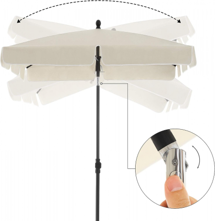 Umbrelă de soare pentru exterior, 2 x 1,25 m, protecție UPF 50+, cu geantă de transport , Crem [4]