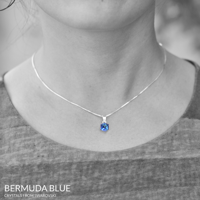 Lantisor din argint cu cristal Swarowski Cub Bermuda Blue [3]
