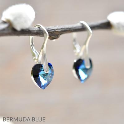 Cercei din argint cu Crystal Inima Bermuda Blue [2]