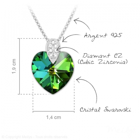 Lantisor din argint cu cristale Swarowski si diamante zirconia Inima Vitrail Medium [1]