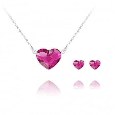 Set de bijuterii Inima cu Crystal Fuchsia