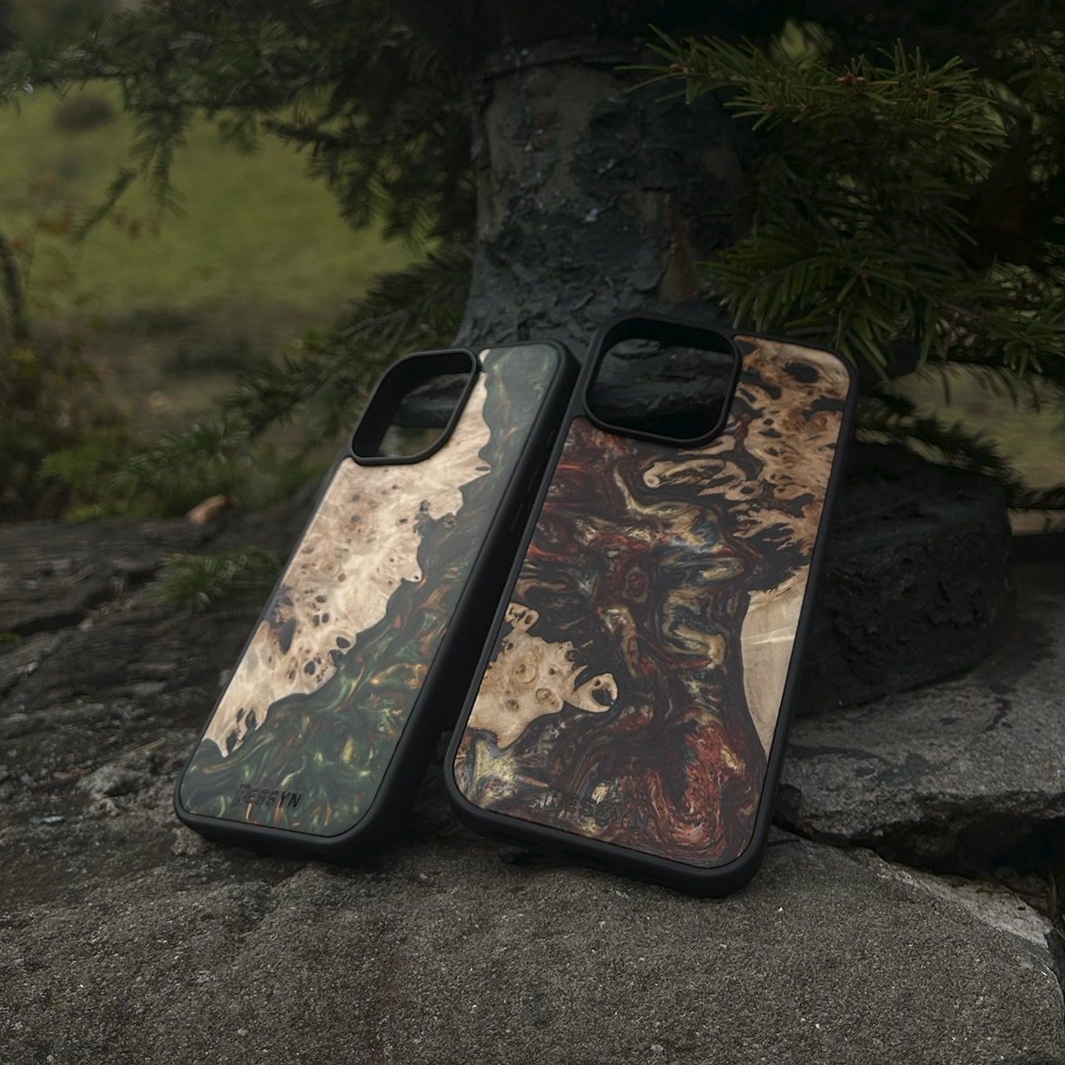 Husa Telefon Samsung RESSYN "Forest Green" din Rasina Epoxy si Lemn Natural [5]