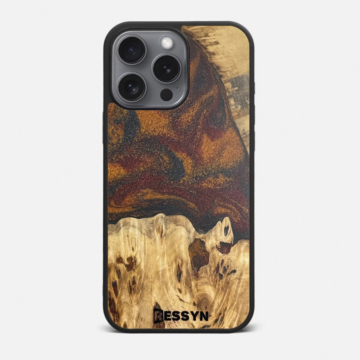 Huse iPhone 17 Pro MAX - Husa iPhone RESSYN "Classy Brown" din Rasina Epoxy si Lemn Natural