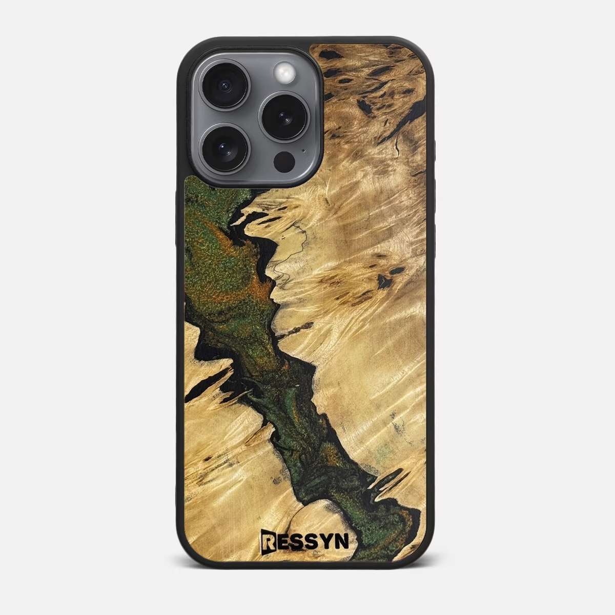 Huse iPhone 17 Pro MAX - Husa iPhone RESSYN "Forest Green" din Rasina Epoxy si Lemn Natural