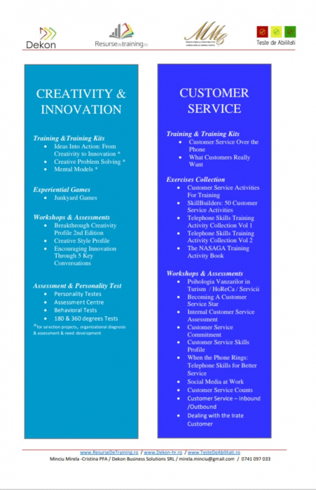 Colectie digitala cu 25 Exercitii (eng) de Training  - Rezolvare de Probleme si Luare a Deciziilor (pentru training / evaluare) - Resurse de training / exercitii / kituri [12]