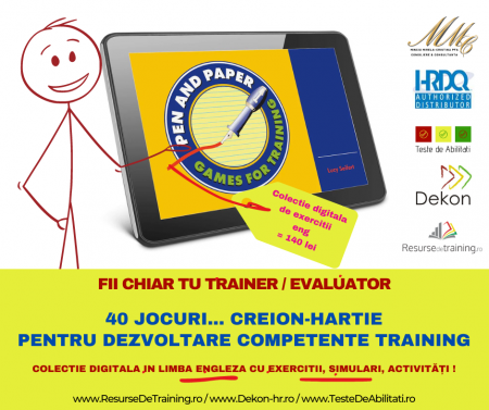 Kit-uri de Training, Workshop, Jocuri de invatare, - Colectie digitala cu 40 de EXERCITII AMUZANTE, CREION-HARTIE, PENTRU TRAINING SI DEZVOLTARE COMPETENTE (utila in Training & Evaluare)