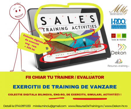 Kit-uri de Training, Workshop, Jocuri de invatare, - Colectie digitala cu EXERCITII, SIMULARI, JOCURI DE ROL DE VANZARE (utila in Training & Evaluare)
