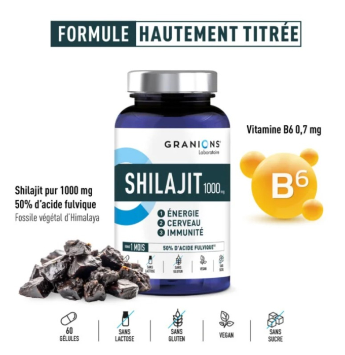 Shilajit 1000 mg Granions 60 capsule | 50% Acid Fulvic & Q10 [3]