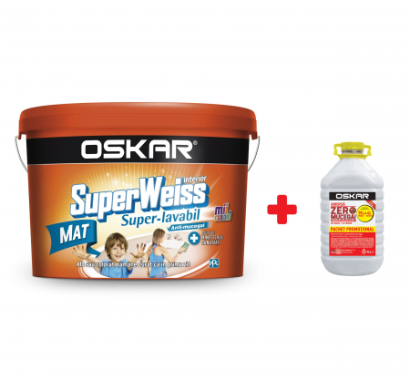 Vopsele - Vopsea lavabila Oskar Superweiss anti-mucegai 15L + amorsa 4L