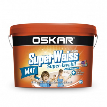 Vopsele - Vopsea lavabila Oskar Superweiss anti-mucegai 2.5L