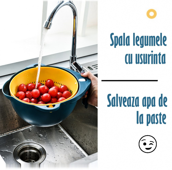 Bol Multifunctional 9 in 1 cu 6 Atasamente razatoare, Aparat de decojit inclus, Functie strecuratoare [8]