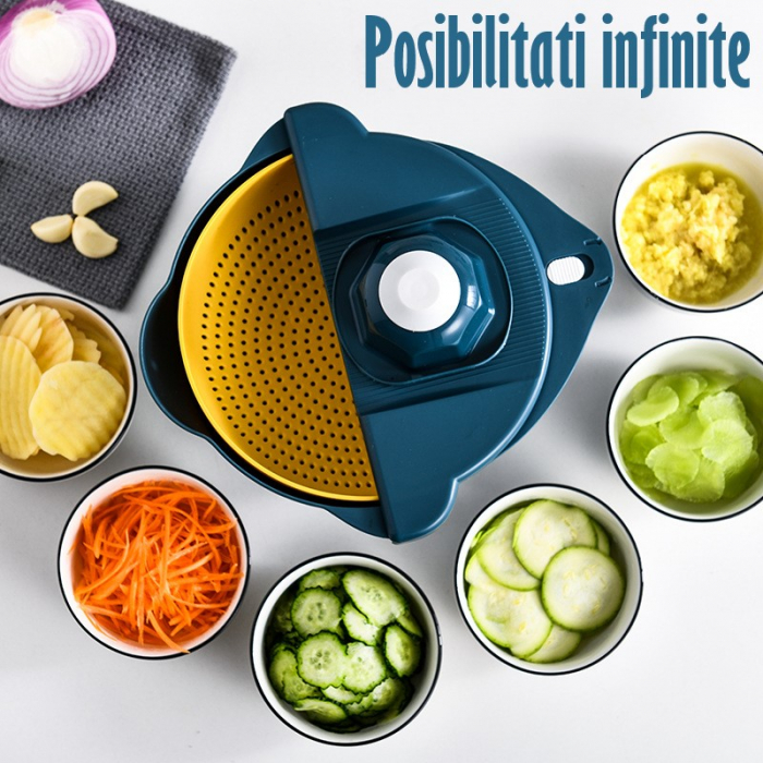 Bol Multifunctional 9 in 1 cu 6 Atasamente razatoare, Aparat de decojit inclus, Functie strecuratoare [10]