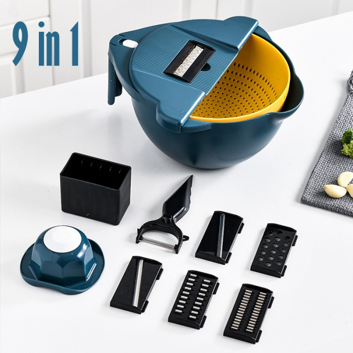 Bol Multifunctional 9 in 1 cu 6 Atasamente razatoare, Aparat de decojit inclus, Functie strecuratoare [5]