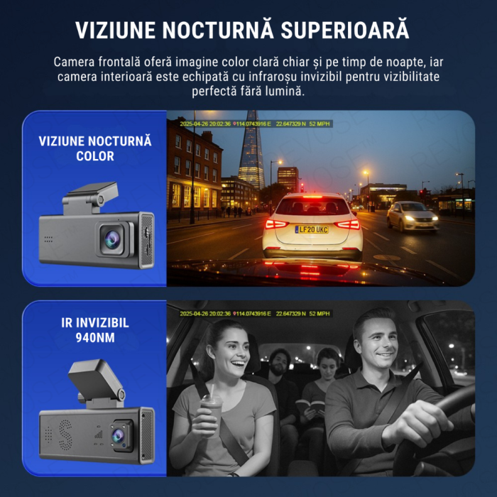 Camera Auto de Bord 4G cu GPS, Dual Lens 3MP + 3MP, Full HD, Monitorizare Parcare 24/7, Detectie Miscare, Detectie Vibratie, Detectie Radar [7]