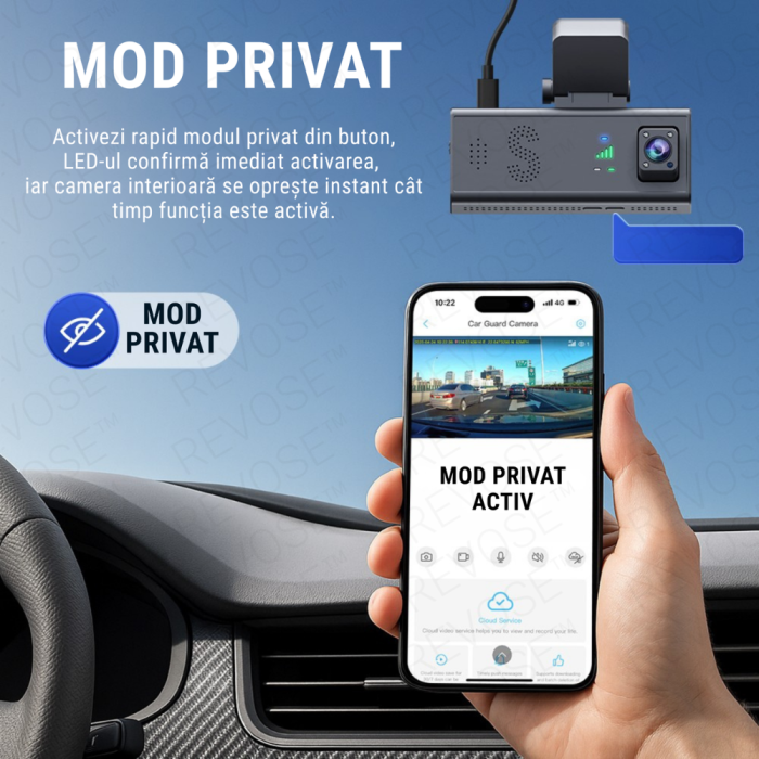 Camera Auto de Bord 4G cu GPS, Dual Lens 3MP + 3MP, Full HD, Monitorizare Parcare 24/7, Detectie Miscare, Detectie Vibratie, Detectie Radar [11]