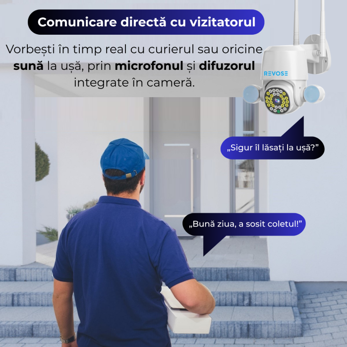 Camera de Supraveghere Video 5MP 2560x1920, Aplicatie Dedicata, Intelligent Tracking, PTZ, WIFI, Lan, AP hotspot, Micro SD, Rotire, Alarma miscare, Interior si Exterior, Dual Flash [3]