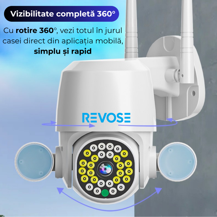 Camera de Supraveghere Video 5MP 2560x1920, Aplicatie Dedicata, Intelligent Tracking, PTZ, WIFI, Lan, AP hotspot, Micro SD, Rotire, Alarma miscare, Interior si Exterior, Dual Flash [6]