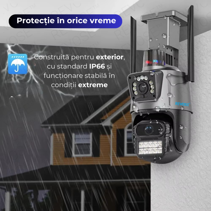 Camera de Supraveghere Video DualLens REVOSE™ 6MP, Aplicatie Dedicata, Intelligent Tracking, PTZ, WIFI, Lan, AP hotspot, Micro SD, Rotire, Senzor si Alarma miscare, Comunicare Bidirectionala, Exterior [4]