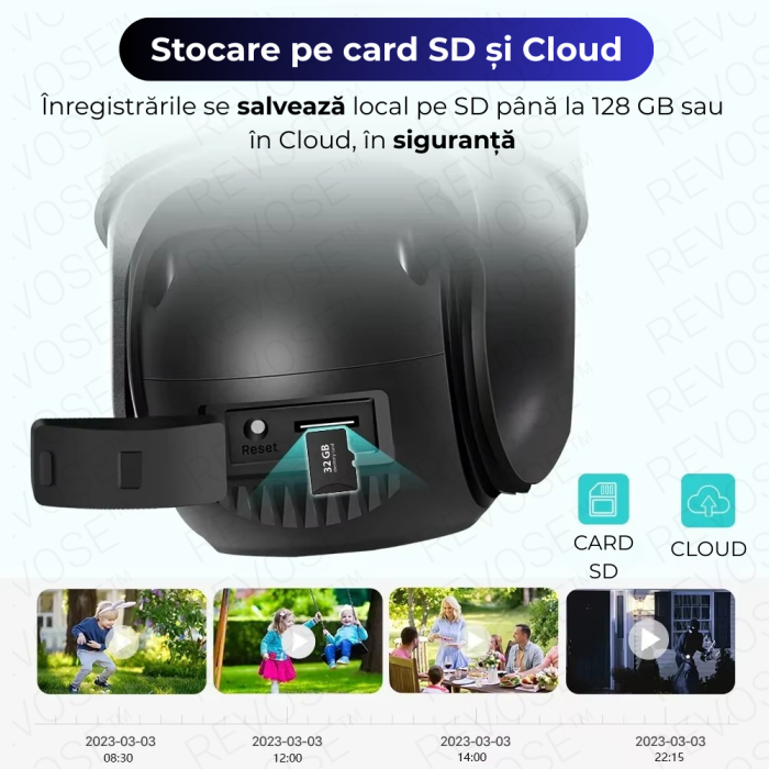 Camera de Supraveghere Video DualLens REVOSE™ 6MP, Aplicatie Dedicata, Intelligent Tracking, PTZ, WIFI, Lan, AP hotspot, Micro SD, Rotire, Senzor si Alarma miscare, Comunicare Bidirectionala, Exterior [12]