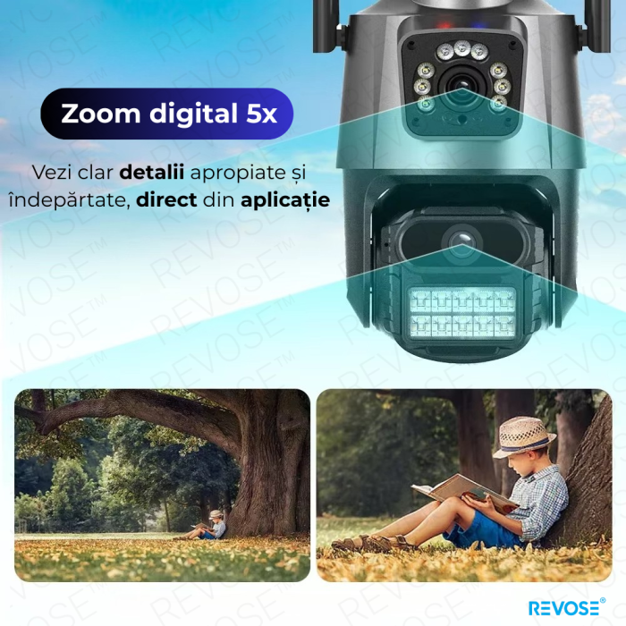 Camera de Supraveghere Video DualLens REVOSE™ 6MP, Aplicatie Dedicata, Intelligent Tracking, PTZ, WIFI, Lan, AP hotspot, Micro SD, Rotire, Senzor si Alarma miscare, Comunicare Bidirectionala, Exterior [6]