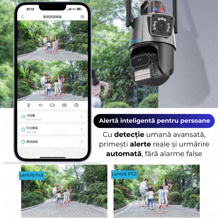 Camera de Supraveghere Video DualLens REVOSE™ 6MP, Aplicatie Dedicata, Intelligent Tracking, PTZ, WIFI, Lan, AP hotspot, Micro SD, Rotire, Senzor si Alarma miscare, Comunicare Bidirectionala, Exterior [8]