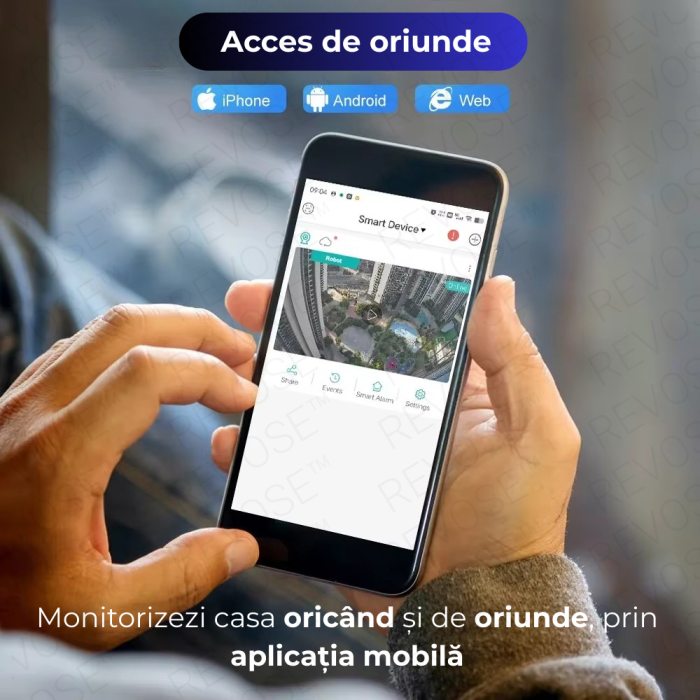 Camera de Supraveghere Video DualLens REVOSE™ 6MP, Aplicatie Dedicata, Intelligent Tracking, PTZ, WIFI, Lan, AP hotspot, Micro SD, Rotire, Senzor si Alarma miscare, Comunicare Bidirectionala, Exterior [10]