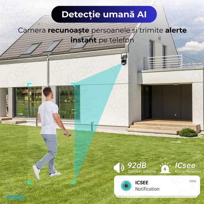 Camera de Supraveghere Video DualLens REVOSE™ 6MP, Aplicatie Dedicata, Intelligent Tracking, PTZ, WIFI, Lan, AP hotspot, Micro SD, Rotire, Senzor si Alarma miscare, Comunicare Bidirectionala, Exterior [15]