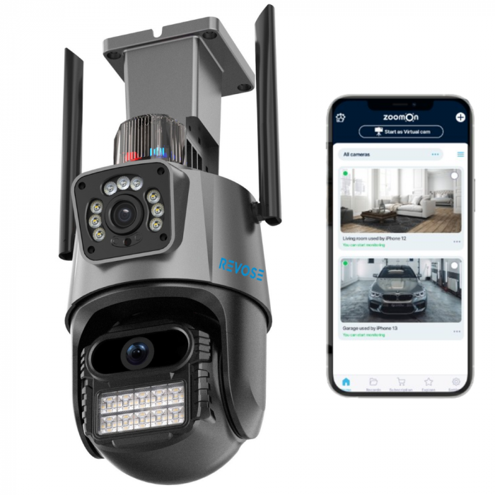 Camera de Supraveghere Video DualLens REVOSE™ 6MP, Aplicatie Dedicata, Intelligent Tracking, PTZ, WIFI, Lan, AP hotspot, Micro SD, Rotire, Senzor si Alarma miscare, Comunicare Bidirectionala, Exterior [1]