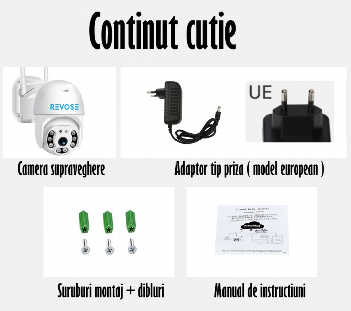 Camera de Supraveghere Video REVOSE™ 5MP 2560x1920, Aplicatie Dedicata, Intelligent Tracking, PTZ, WIFI, Lan, AP hotspot, Micro SD, Rotire, Alarma miscare, Interior si Exterior, Alb - Resigilat [7]