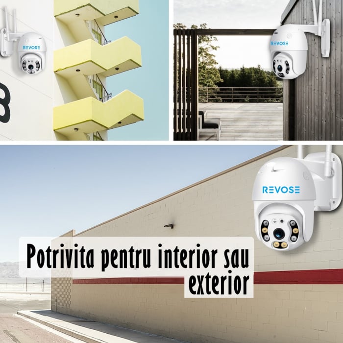 Camera de Supraveghere Video REVOSE™ 5MP 2560x1920, Aplicatie Dedicata, Intelligent Tracking, PTZ, WIFI, Lan, AP hotspot, Micro SD, Rotire, Alarma miscare, Interior si Exterior, Alb [10]