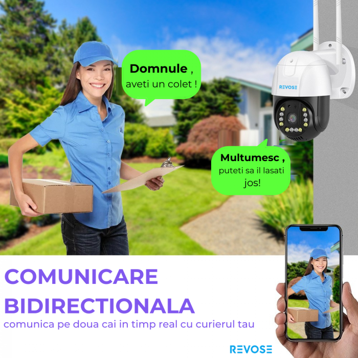 Camera de Supraveghere Video REVOSE™ 5MP 2560x1920, Aplicatie Dedicata, Intelligent Tracking, PTZ, WIFI, Lan, AP hotspot, Micro SD, Rotire, Alarma miscare, Interior si Exterior [5]