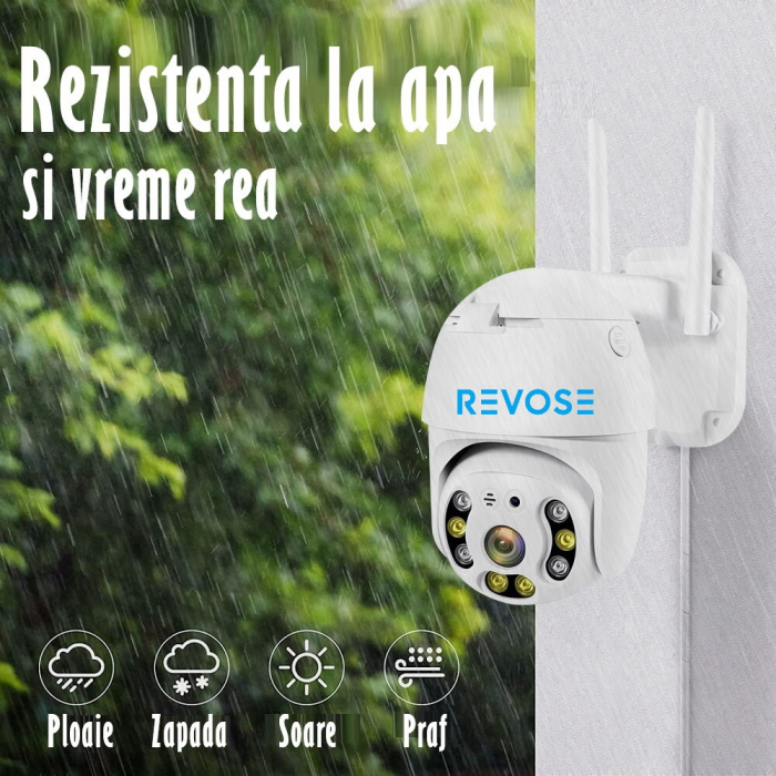 Camera de Supraveghere Video REVOSE™ 5MP 2560x1920, Aplicatie Dedicata, Intelligent Tracking, PTZ, WIFI, Lan, AP hotspot, Micro SD, Rotire, Alarma miscare, Interior si Exterior, Alb [14]