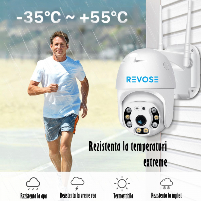 Camera de Supraveghere Video REVOSE™ 5MP 2560x1920, Aplicatie Dedicata, Intelligent Tracking, PTZ, WIFI, Lan, AP hotspot, Micro SD, Rotire, Alarma miscare, Interior si Exterior, Alb - Resigilat [17]