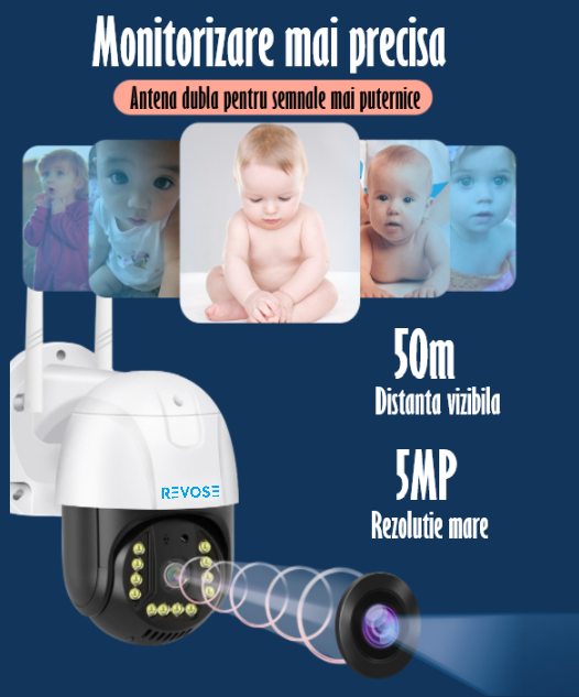 Camera de Supraveghere Video REVOSE™ 5MP 2560x1920, Aplicatie Dedicata, Intelligent Tracking, PTZ, WIFI, Lan, AP hotspot, Micro SD, Rotire, Alarma miscare, Interior si Exterior, Resigilat [17]