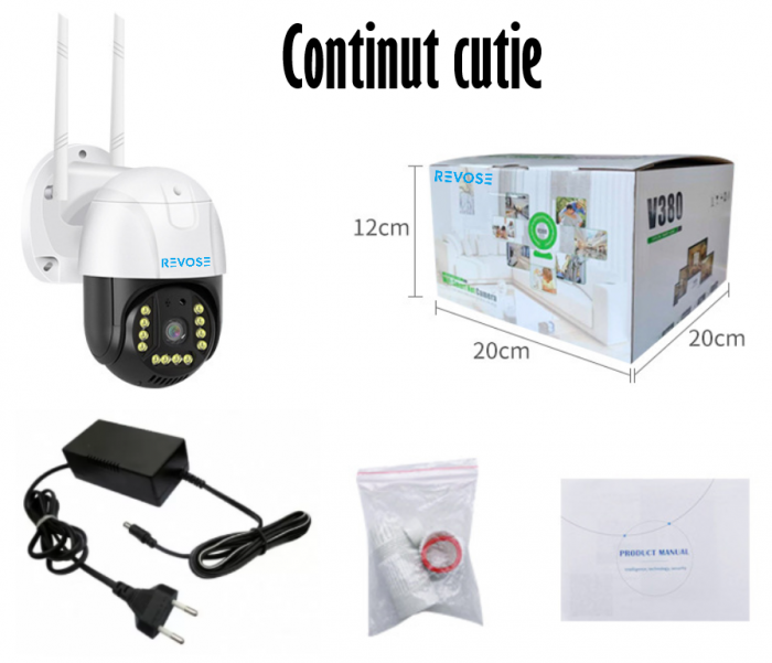 Camera de Supraveghere Video REVOSE™ 5MP 2560x1920, Aplicatie Dedicata, Intelligent Tracking, PTZ, WIFI, Lan, AP hotspot, Micro SD, Rotire, Alarma miscare, Interior si Exterior, Resigilat [6]