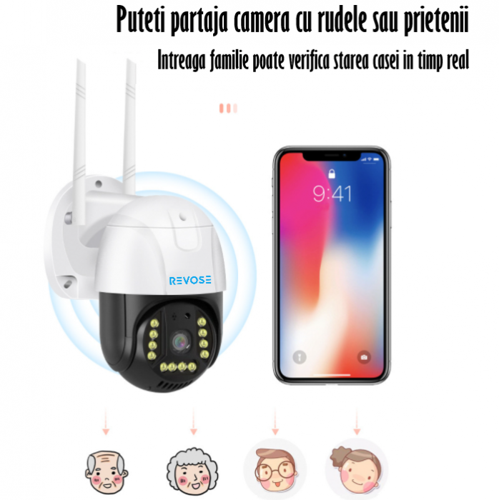 Camera de Supraveghere Video REVOSE™ 5MP 2560x1920, Aplicatie Dedicata, Intelligent Tracking, PTZ, WIFI, Lan, AP hotspot, Micro SD, Rotire, Alarma miscare, Interior si Exterior, Resigilat [4]