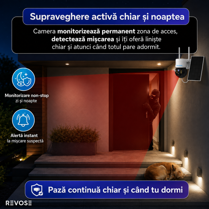 Camera Solara de Supraveghere Video REVOSE™ 5MP 2560x1920, Aplicatie Dedicata, Intelligent Tracking, PTZ, WIFI, Lan, AP hotspot, Micro SD, Rotire, Alarma miscare, Interior si Exterior, Incarcare Solar [6]