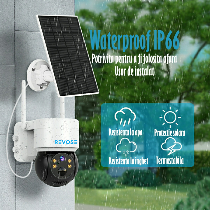 Camera Solara de Supraveghere Video REVOSE™ 5MP 2560x1920, Aplicatie Dedicata, Intelligent Tracking, PTZ, WIFI, Lan, AP hotspot, Micro SD, Rotire, Alarma miscare, Interior si Exterior, Incarcare Solar [13]