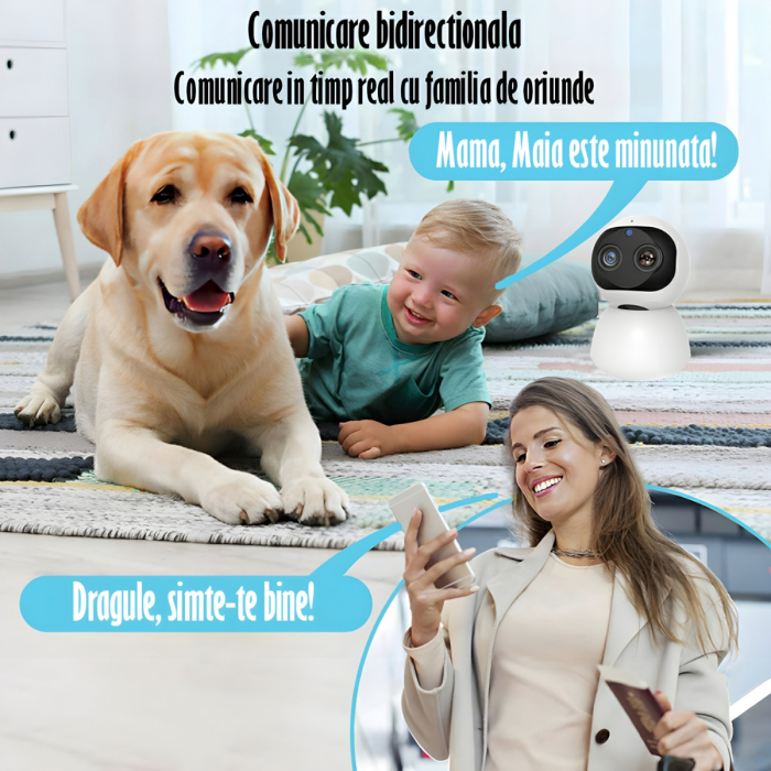 Camera Spion Wireless, Baby Monitor, FullHD 2MP, Monitorizare Bebelusi, Auto Tracking, Vedere Nocturna, Audio-Video, Sunet bidirectional, Rotire automata, Rezolutie 1920x1080, Senzor Miscare, Alb [9]
