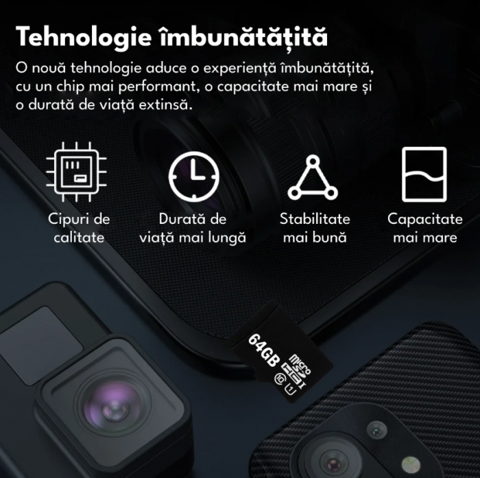 Card de memorie MicroSD, 64 GB, Clasa 10, pentru telefon, camera video de supraveghere, aparat foto, rezistent la apa IPX6 [4]