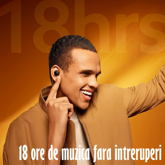 Casti Audio Wireless, Bluetooth 5.1, tip Earbuds cu Control Touch, Microfon, Noise Cancelling, True Wireless Stereo, tip Earpods Telefon, Universale, Carcasa magnetica, Negru Mat [8]